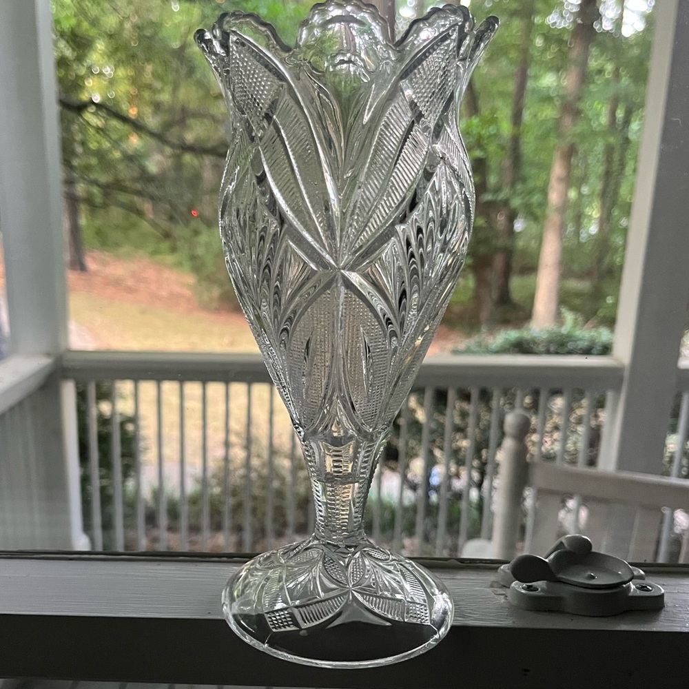 Antique Estate Crystal Vase 9”